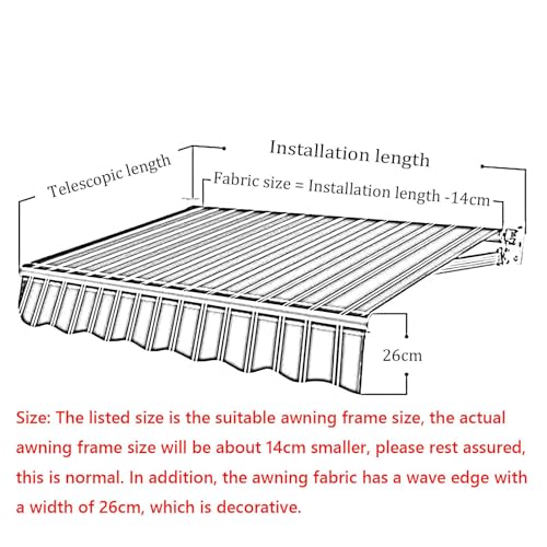 Toile de rechange pour auvent rétractable impérméable à rayures 3x2m - 6