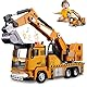Rppiup Baustellen Fahrzeuge Spielzeug, Baustellenfahrzeuge Kinder, 1:40 Metall Baufahrzeuge LKW Auto Spielzeug, Metall Baufahrzeuge mit Sound und Licht für Kinder und Erwachsene (Bagger)