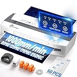 Buyounger Laminiergerät A3, 1000mm/min High Speed Laminiergerät mit 50 Stück, Laminiergerat Set mit Rückfahrfunktion, Papierschneider, Eckrundern, Locher und Bindering für Büro, Schule & zu Hause