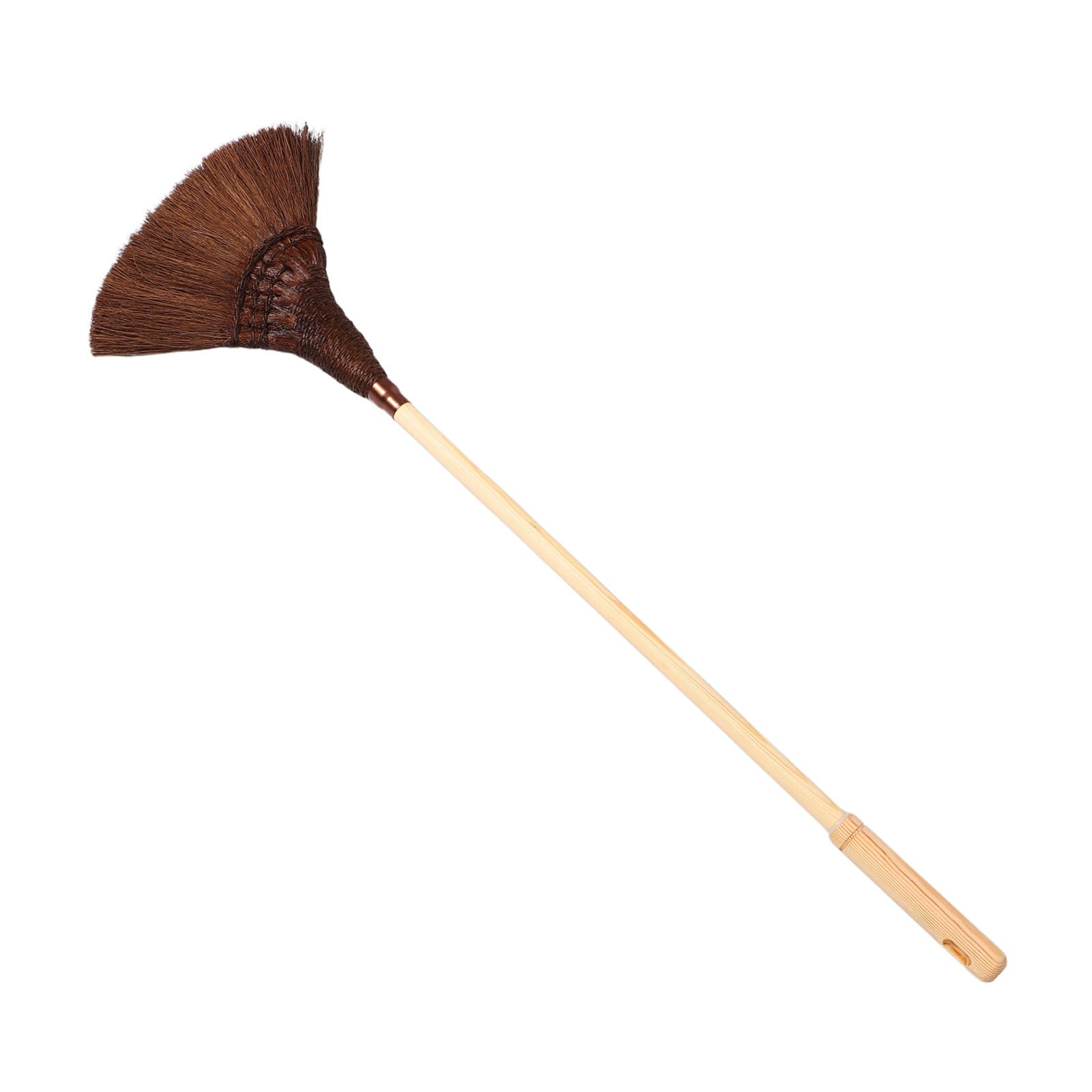 Handgefertigter Palmfeger mit Holzstiel, Klassisch Vintage, Kaffee