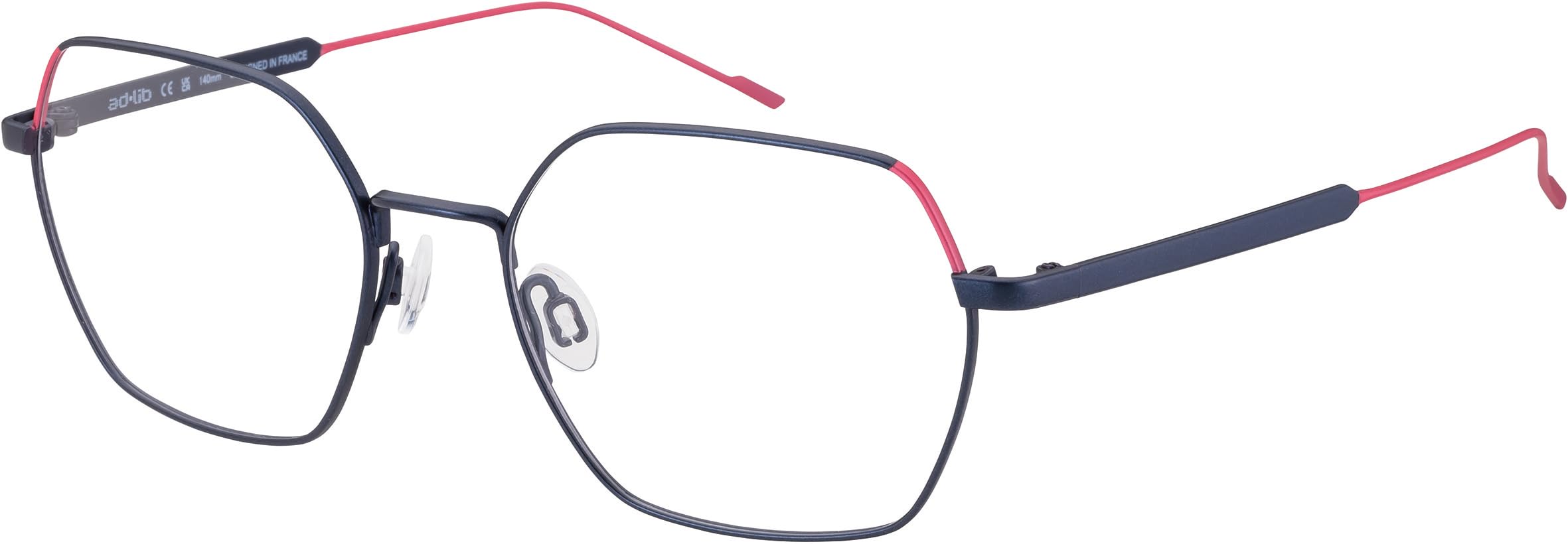 AD LIB Brille mit Sehstärke für Damen optional mit Sonnenbrillentönung oder Blaulichtfilter, Sechseckig, gefertigt aus Titan, Modell: AB3602-52-NV (inklusive Brillenetui)