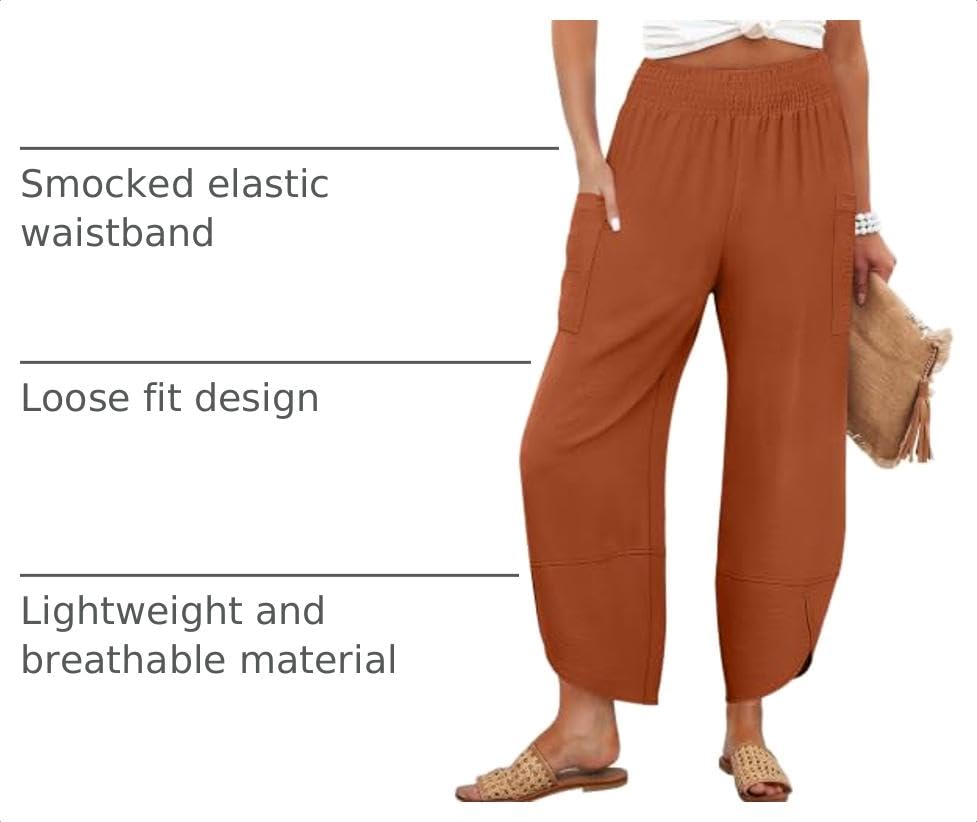 Image of ANRABESS Womens Wide Leg Palazzo Capri Barrel Pants