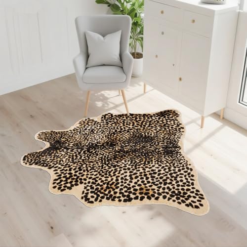 Tapete Leopardo Fluffy 63 x 83 pulgadas, pelo falso suave miniatura 4