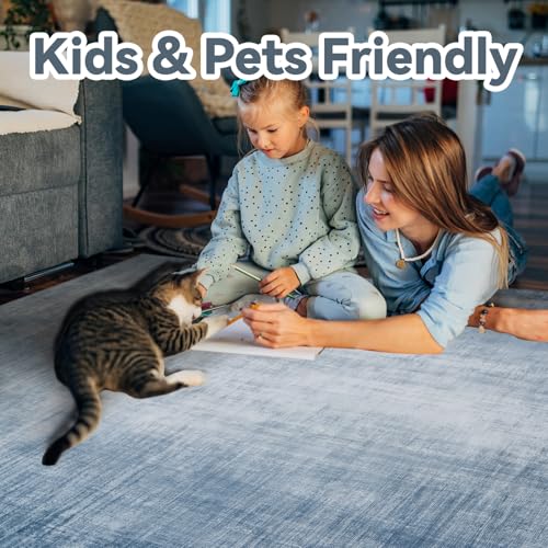 SIXHOME Abstract Rugs Living Room 80 * 150cm, Washable Area Rug for Bedroom with Non-Slip Backing and Durable Edge Binding, Minimalist Carpet for Living Room, Bedroom, Modern Home Deco Mat, Blue - Cosy Home Interiors SIXHOME Abstract Rugs Living Room 80 * 150cm, Washable Area Rug for Bedroom with Non-Slip Backing and Durable Edge Binding, Minimalist Carpet for Living Room, Bedroom, Modern Home Deco Mat, Blue - Image 5