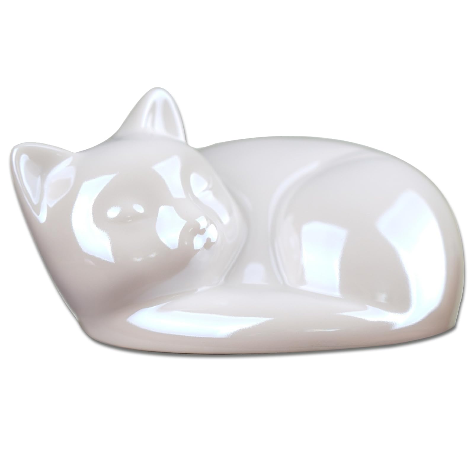 Ceramiczne urny dla kotów na prochy, śpiący kot pies pamiątkowe pudełko pamiątkowe, pojemnik na urnę dla zwierząt (gruszka biała, kot, 270 ml)