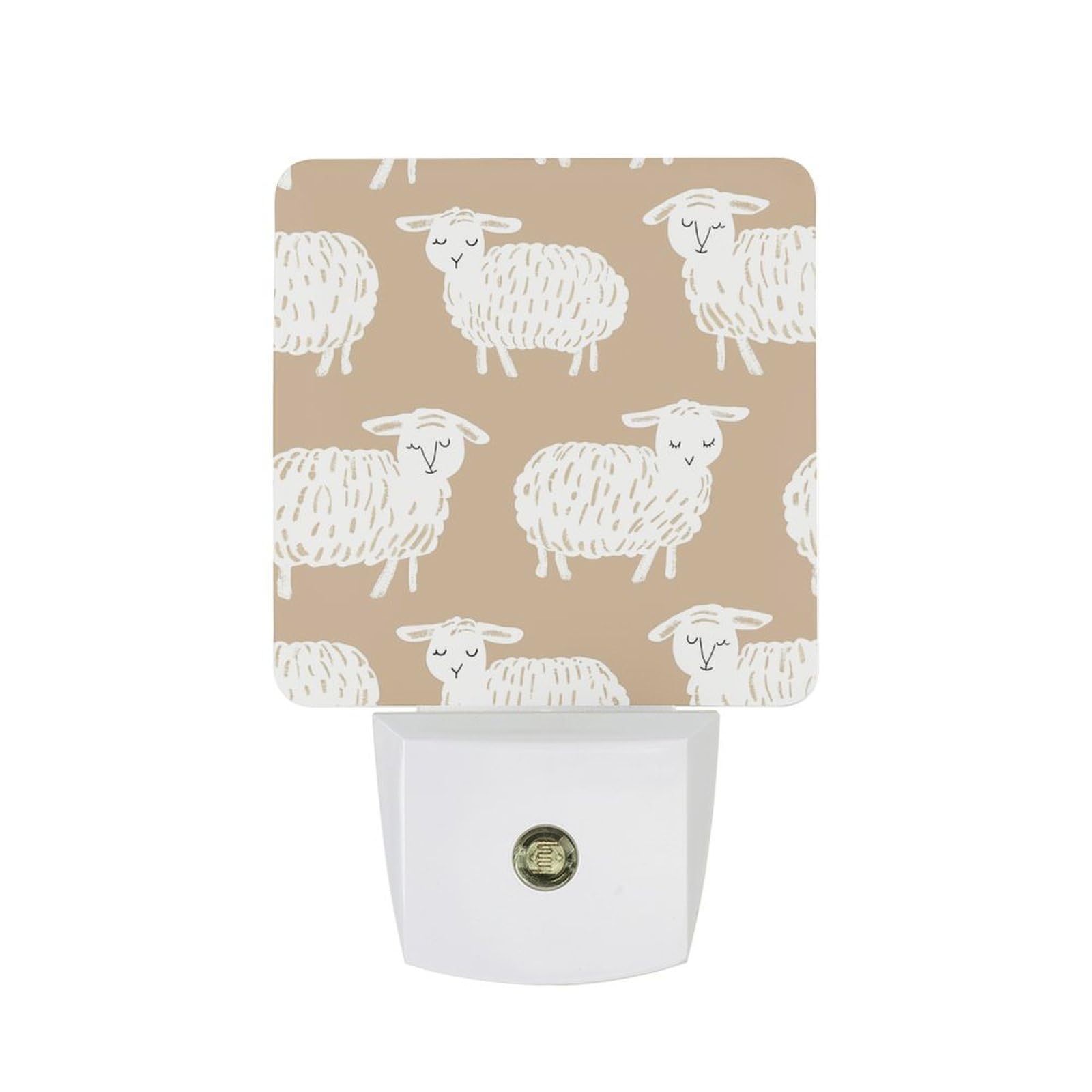 Plug in Night Light,Doodle Style Sheep Print Night Lights Plug in Wall with Dusk to Dawn Photocell Sensor,LED Nightlights for Hallway Stairs Living Room Bedroom Decor,0.5 W Warm White