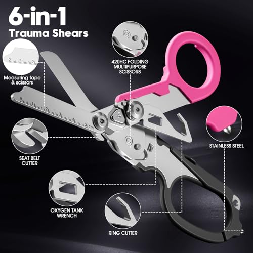 Image of 6-in-1 Heavy-Duty Emergency trauma shears|Folding Emergency Shears| | Multifunctional Life-Saving Tool|Suitable for Emergency Rescue|Outdoor Exploration|DIY Construction and Maintenance|