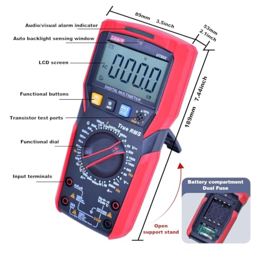 Image of UNI-T UT89X Digital Multimeter Tester, TRMS 6000 Counts AC DC 1000V Multimetro Volt Ohm Meter Automotive Electrical Capacitance Multimeter, Measures Current Temperature NCV Resistance