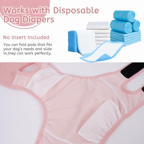 Image of Dog Diapers Female Reusable Washable Period Diaper with Suspender,Adjustable Dog Panties Anti-Harassment, Doggie Diapers for Incontinence, Heat Cycles, or Senior Dogs（XS-XL）
