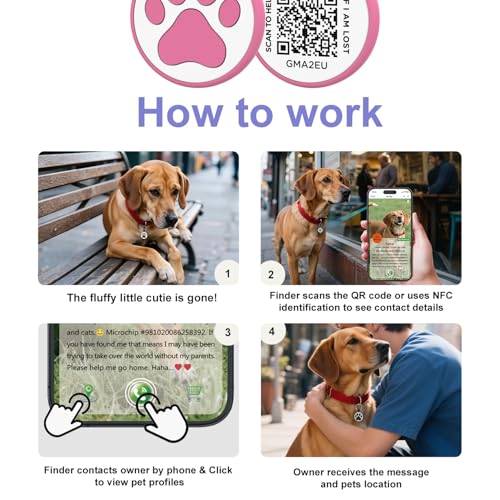 WhoseID Personalized Dog Tag, Laser Engraving QR Code, Silicone Dog ID Tag, Pet Online Profile, Scan QR Code Send Location, Collar Harness Accessories (Medium to Large Breeds - 1.25", Rose) - Image 5