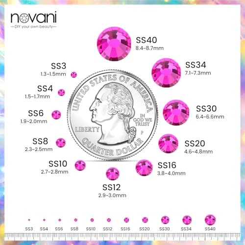 Image of Novani Rhinestones Flatback Rhinestones Glass Gems Stones Jewels Round Gemstones Non-Hotfix Crystal for Crafts,SS16,1440 Pieces,Peach