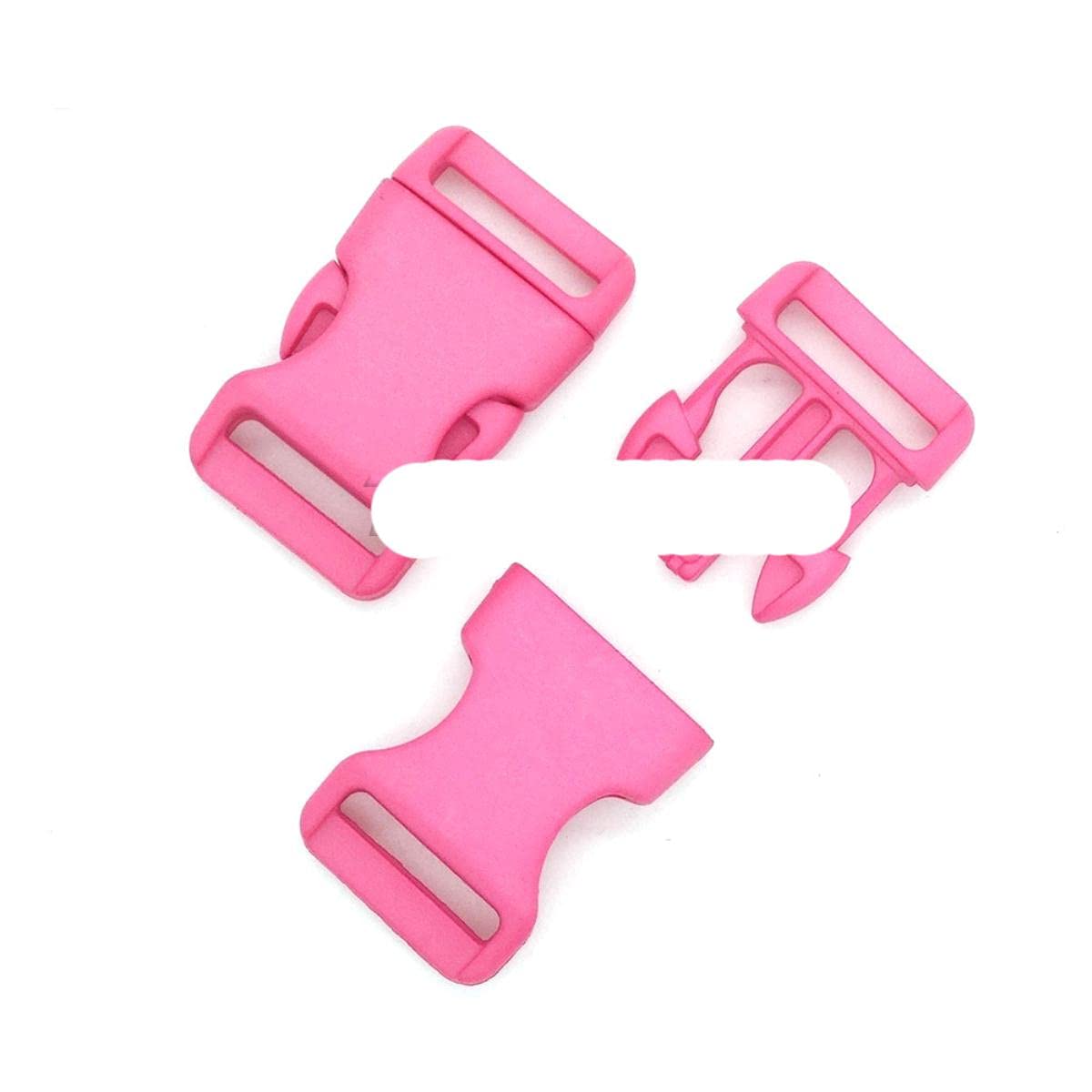 Hebillas de liberación lateral contorneadas de plástico de 25 mm para pulseras de paracaídas/respaldo, 500 unidades, color rojo