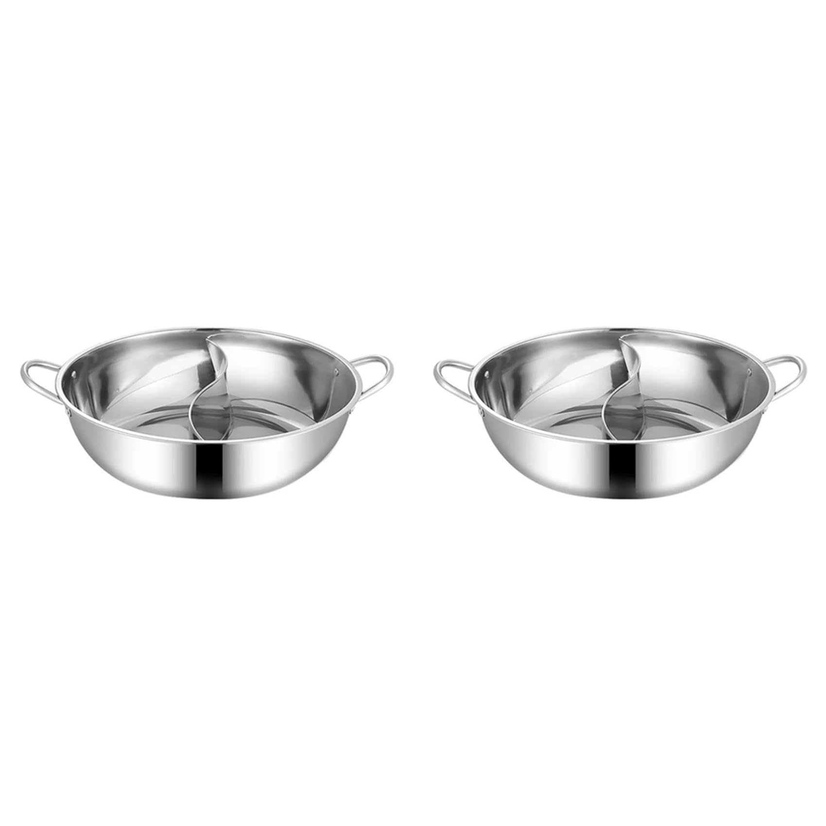Hndhbfgrt 2X Stainless Steel Twin Divided Double Hotpot Cooker Gas Stove Compatible Pot Home Cookware Soup Cooking Pot,32cm