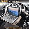 EcoNour 2 in 1 Car Steering Wheel Desk (Beige) | Steering Wheel Tray for Laptop, Eating, Drinks | Rectangular ABS Car Tray with Pen Holder & Cup Holder #2