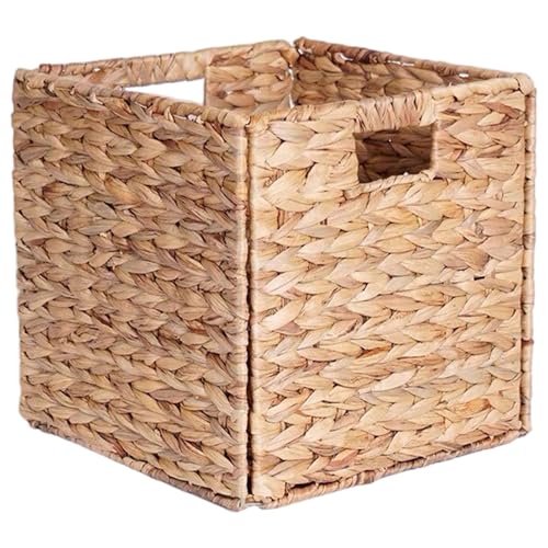 Panier de rangement en rotin jacinthe d'eau cube 11 pouces