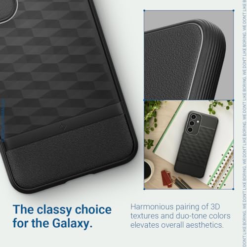 Image of CASEOLOGY by Spigen Parallax Back Cover Case Compatible with Samsung Galaxy S24 FE 5G [Ergonomic 3D Hexa Cube Designed] S24 FE Back Cover (TPU and PC | Matte Black)