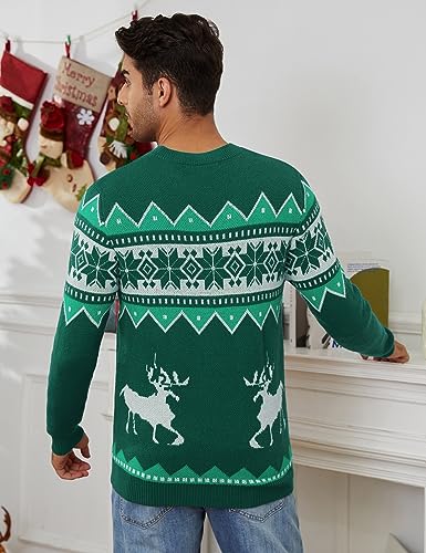 TURETRENDY Men's Christmas Sweaters Ugly Xmas Pullover Sweater Reindeer Snowflake Crewneck Knitted Jumpers3
