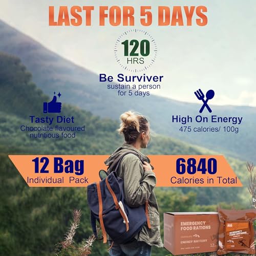 Image of Emergency Food Ration Bars, Survival Food, Chocolate Flavor, 12 Pack