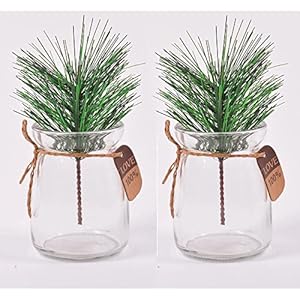 Artificial green pine needles branches fake small pine twigs stems evergreen picks holiday tree decorations  urban country home decor