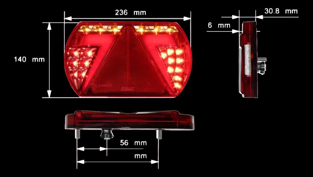 Lucidity 26095 Glo Trac LED Rückleuchte Anhänger 12V Rücklicht für Aspöck Multipoint Bajonett 5 - Polig (rechts)