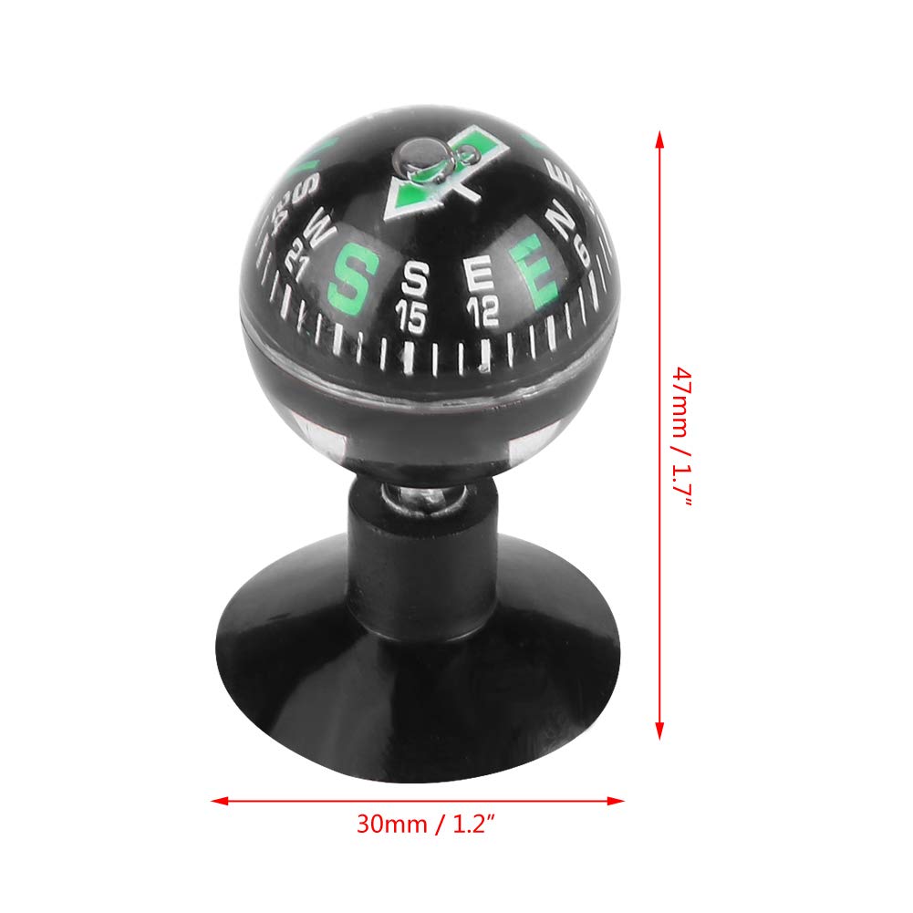 Compass, Car Boat Mini Dashboard Suction Mount Navigation Compass Pocket Hiking Direction Guide Ball Waterproof Compass for Car Boat
