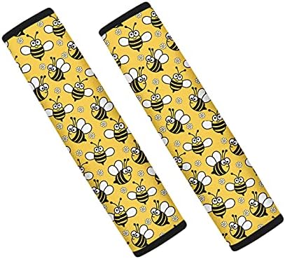 Showudesigns Bee Floral Seat Belt Cushion Pads Yellow Seat Belt Shoulder Pad Adult Kids Universal Fit/Seatbelt Strap Cover Protect Neck and Shoulder