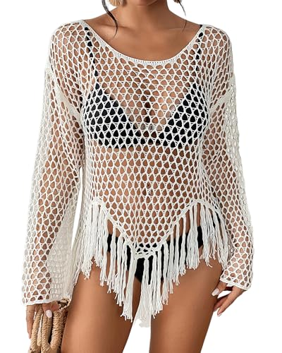 Encuentra la mejor selección de Top ganchillo tabla con los diez mejores. 30 Bsubseach Cover Ups de Playa para Las Mujeres de Ganchillo Bañador Bikini Cubre croché con Borlas Top de Playa Blanco XL