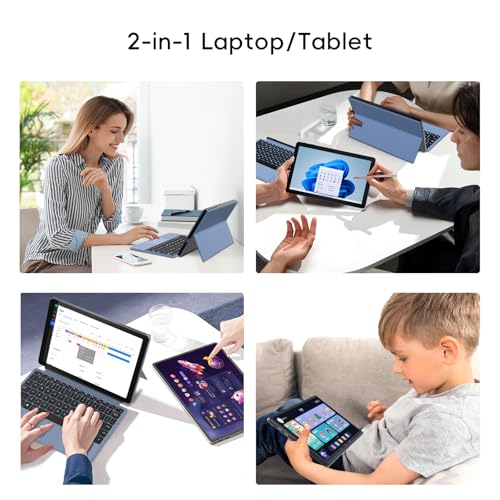 Image of 2-in-1 Laptop /Tablet (2026), Windows 11 PC with Magnetic Keyboard, 1-Year Office 365, 10.1 inch FHD IPS Touchscreen, 8GB RAM 256GB SSD, 6500Y Processor, USB-C, 2 Stereo Speakers for Home Office Students