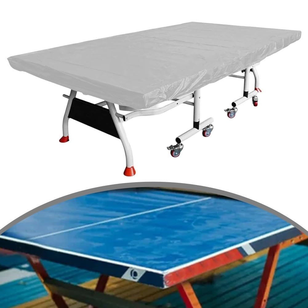 Cubierta De Mesa De Tenis De Mesa, A Prueba De Viento, Anti-UV, Tela Oxford 210D Para Cubierta De Mesa De Ping Pong, Interior/Exterior (280×150×5cm) - Plata