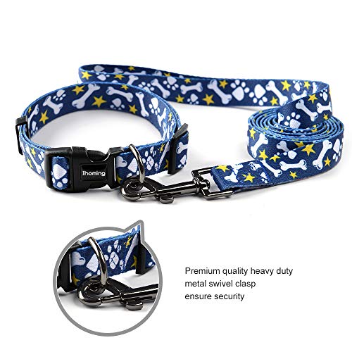 Ihoming Dog Collar And Leash Set For Daily Outdoor Walking Running Training, Bone Design For Large Boys Girls Dogs Cats Pets, L-Up To 80Lbs #TOP3