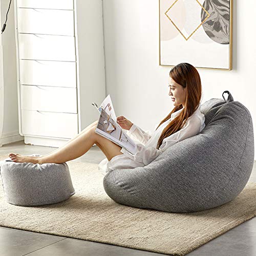 Puff Gigante con Relleno Incluido Sofá Perezoso Bolsa de Frijoles Tatami Dormitorio Individual pequeño sillón reclinable balcón niña Linda Bolsa de Frijoles Piso sofá pequeño,Gris
