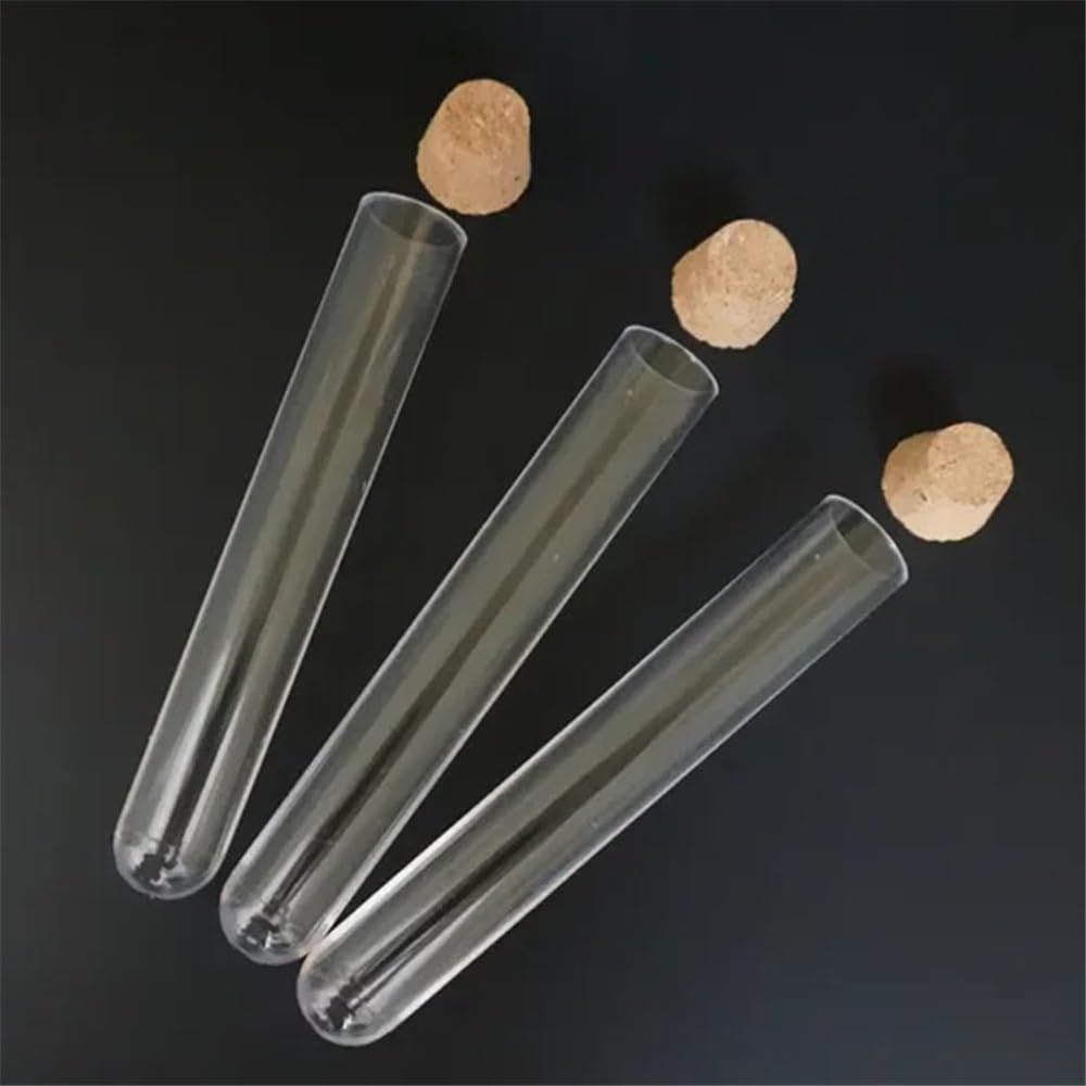 50 szt./100 szt. 12 x 75 mm laboratoryjne przezroczyste plastikowe rurki z korkami zatyczki probówka eksperyment laboratoryjny (300 szt.)