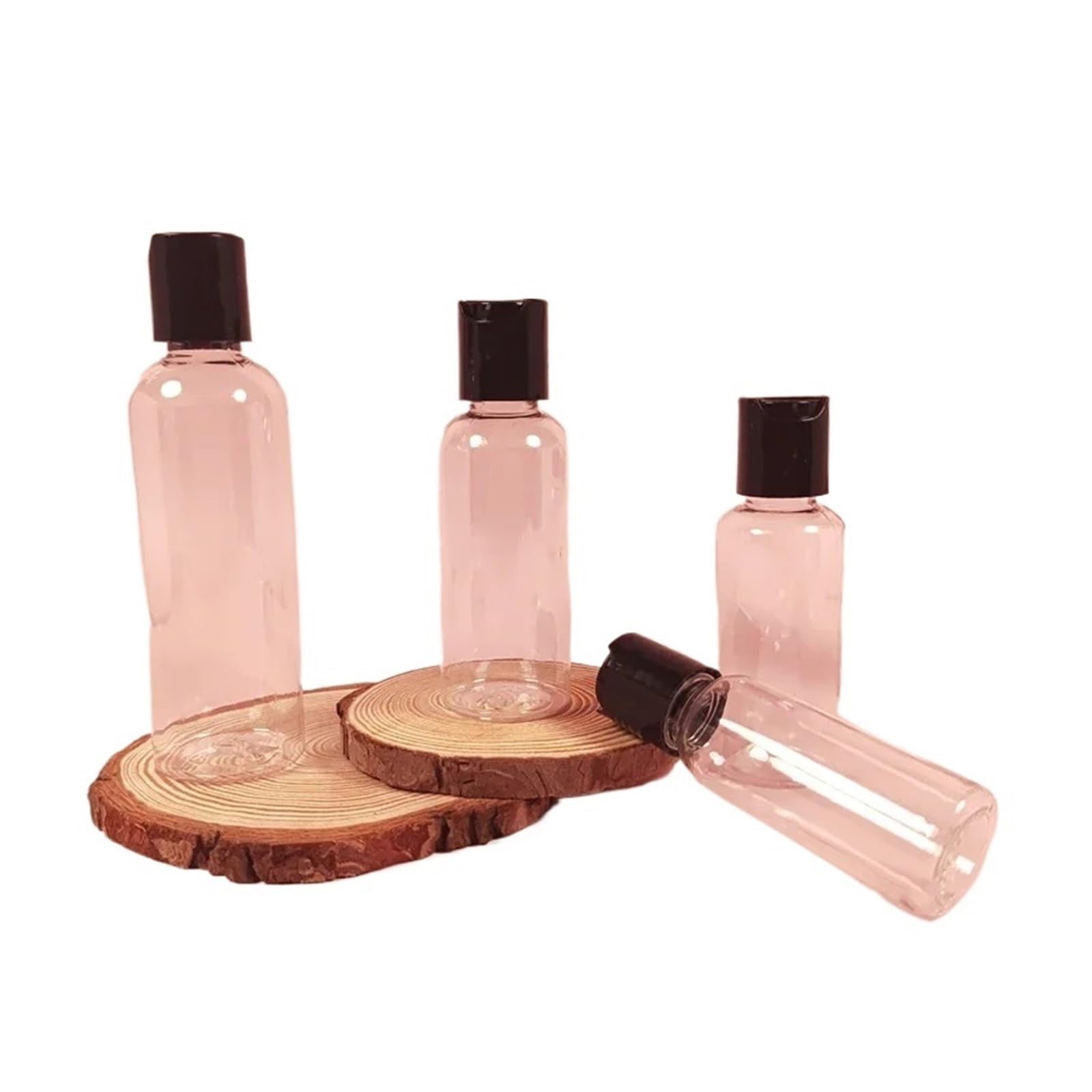 Rellenar Botella Cosmetica Vacio 10 botellas de plástico transparente de 30 ml a 100 ml con tapas abatibles con forma de disco, envases de viaje rellenables for cremas, champús y lociones For Travel,