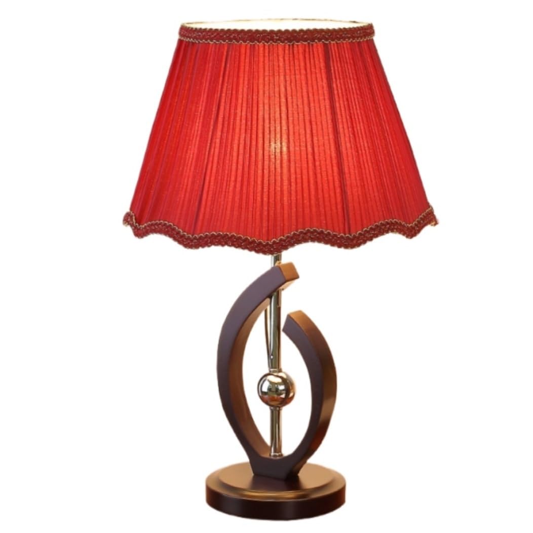 AZHKJKZH Table Lamp Wooden Base Bedside Lamp Fabric Lampshade Nightstand Bedroom Living Room Decorative For Home