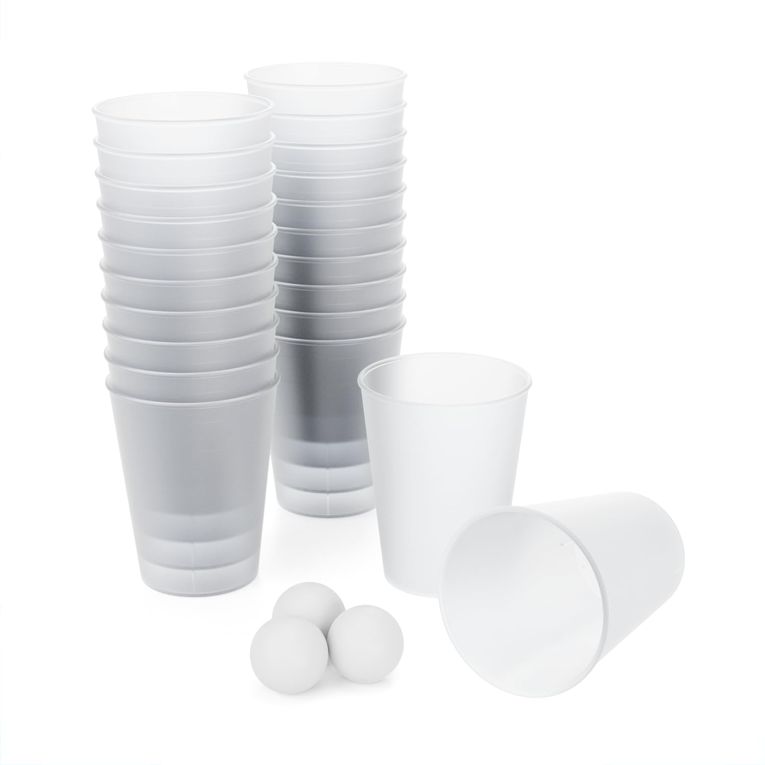 SoPro 22er Set Party Becher Plastik spühlmaschinenfest inkl. 3 Bälle | Made in Germany Hartplastik Mehrweg Partybecher wiederverwendbar 0,5 Liter - Party Becher Plastik, Plastikbecher Set