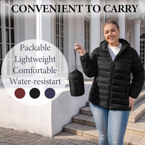 Plus Size Puffer Jacket for Women 1X-7X Water-Resistant Packable Winter Coat Lightweight Puffer Coat4