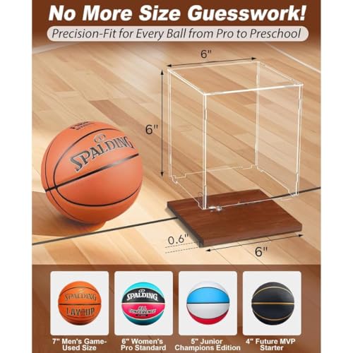 Image of 6 x 6 x 6 Inch | Acrylic Display Case with Wooden Base - Clear Self Assemble Dustproof Showcase Box for Collectibles | Action Figures | Toys| Miniatures and Models - for Home & Office