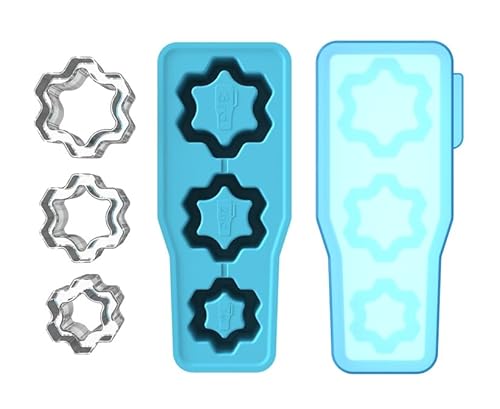 Image of Ice Cube Tray for Stanley Cup,Silicone Ice Cube Molds with Lid and Bin for 20 30 40 oz Tumbler Cup Whiskey, Coffee, Easy Fill and Release Ice Maker (Blue)