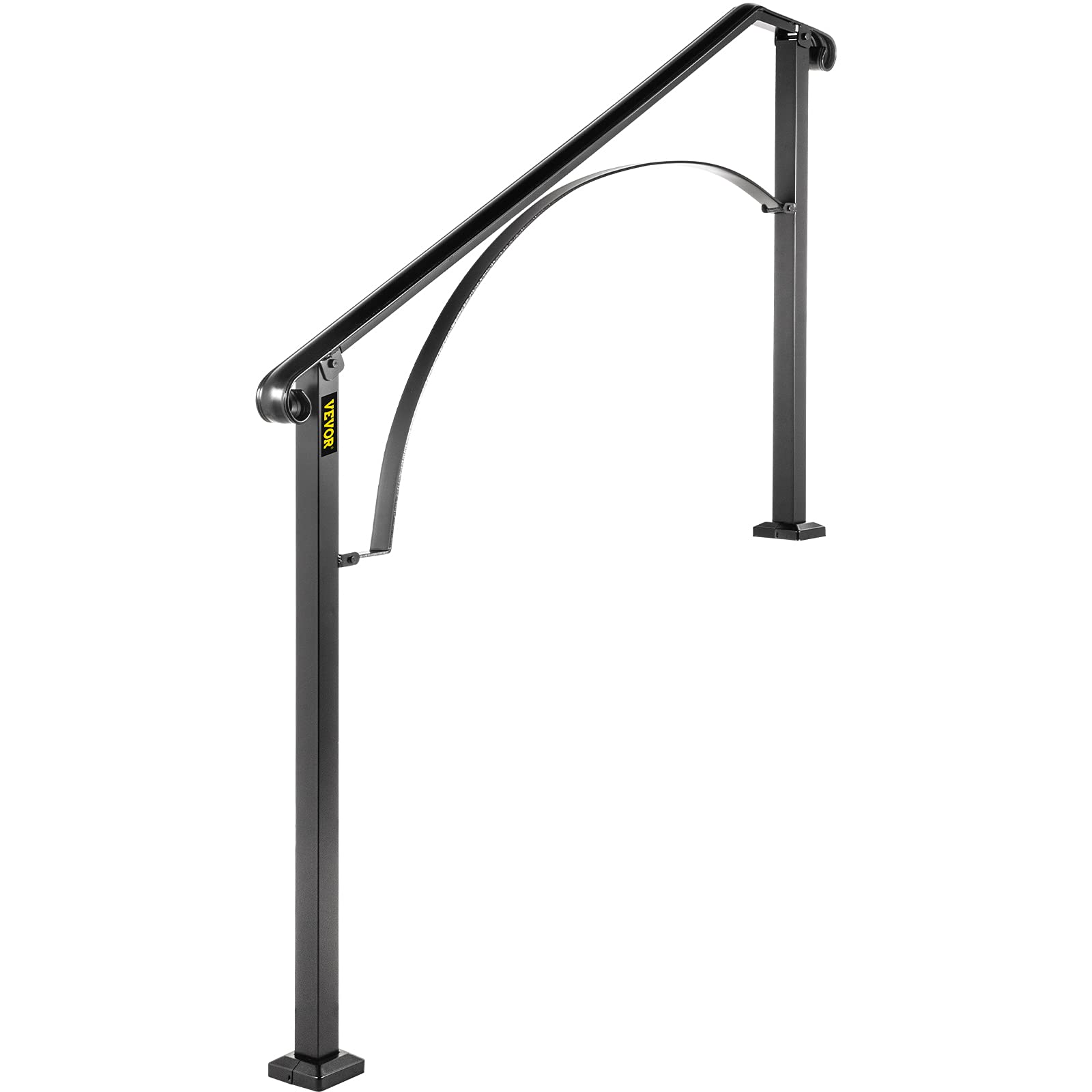 (Similar)Happybuy Handrails for Outdoor Steps, Fit 2 or 3Steps Outdoor Stair Railing, Arch#4 Wrought Iron Handrail, Flexible Porch Railing, Black Transitional Handrails for Concrete Steps or Wooden Stairs