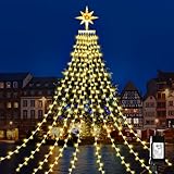XTF2015 Christmas Tree Lights Outdoor Star String Lights, 317 LED 9 Lights with Timer & Memory Funct