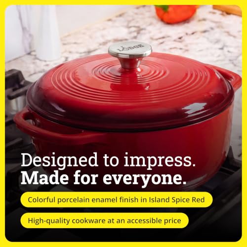 Lodge Essential Enamel Cast Iron Dutch Oven, 4.5 Quart, Island Spice Red - image 7