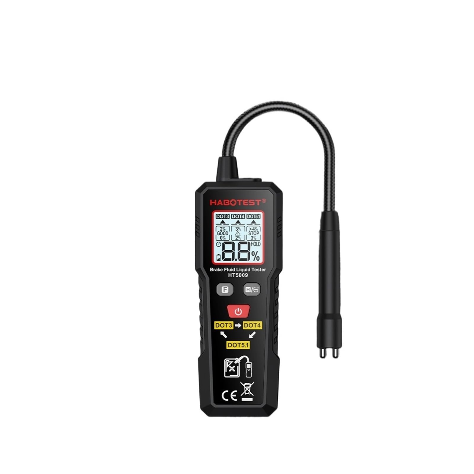 HT5009 Digitale Tester Olio Freni Auto Auto Olio Freni Rilevatore di umidità DOT3 DOT4 DOT5.1 Display LCD Retroilluminato Tester Liquido Freni