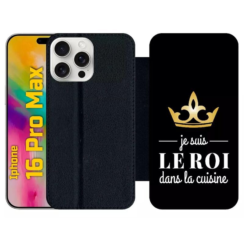Coque iPhone 16 Pro Max à rabat en simili-cuir pour éviter les rayures d'écran avec style