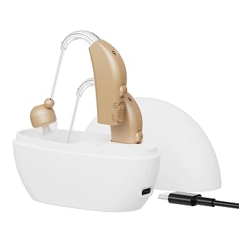 Pair Rechargeable Digital Hearing Aids Amplifier BTE Sound Amplifier Device with Noise Reduction Fit for Adults and Seniors, All-Day Battery Life, Lightweight Behind The Ear, ZBD 108