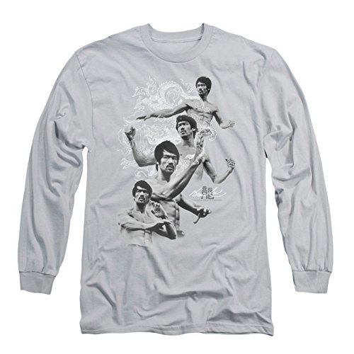 Bruce Lee - Camiseta - Camiseta gráfica - Manga Larga - opaco - para hombre plateado plata Large