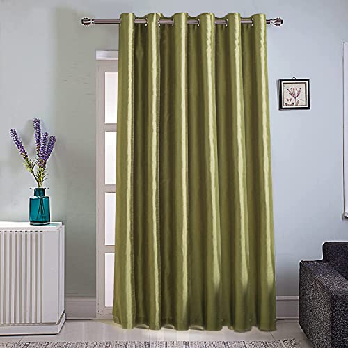 Image of GYROHOME Extra Wide Blackout Curtain for Sliding Glass Door, Faux Silk Blackout Curtains (Beige Liner) Fully Lined Solid Window Treatment Drapes (1Panel,100x84inch, Grass Green)