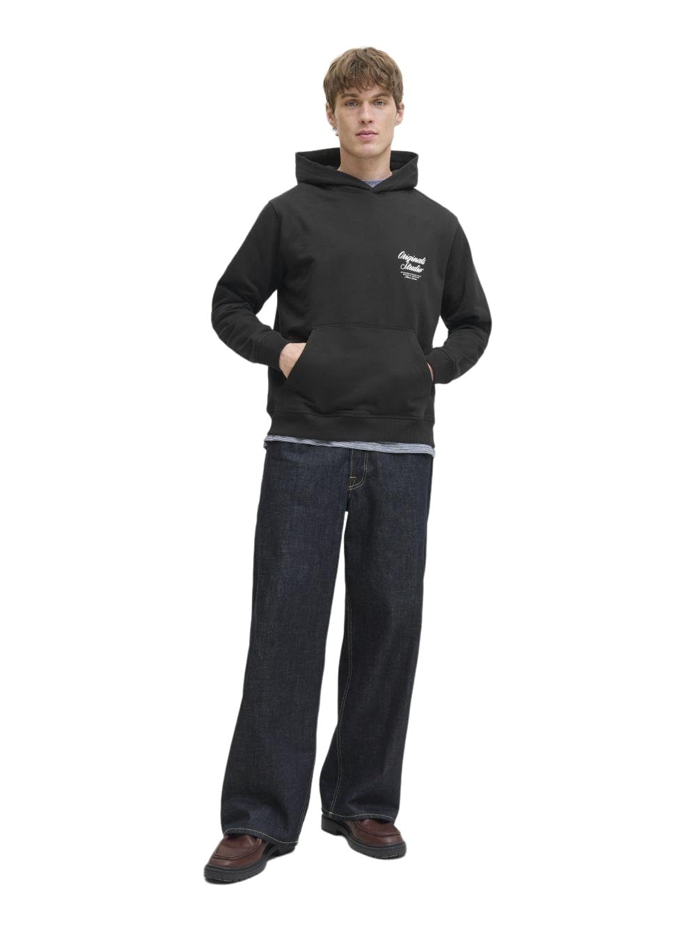 JACK & JONES Jornorrebro Typo Back Sweat Hood Sn, czarny, L