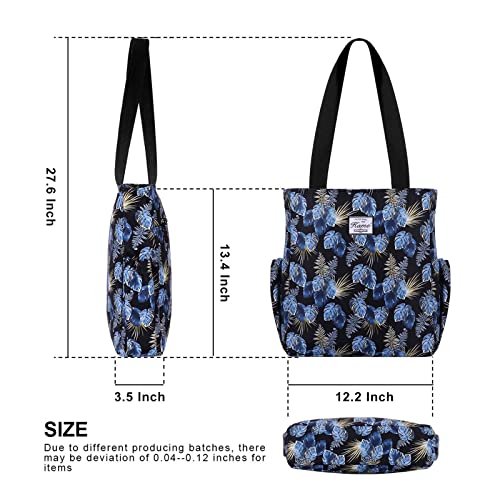 Image of KAMO Floral Tote Bag - Waterproof Lightweight Handbags Travel Shoulder Bag for Hiking Yoga Gym Swimming Travel Beach
