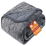 Housecover 敷きパッド シングル 冬 しきぱっと ベッドパッド あったか 秋冬 敷パッド TEIJIN（帝人）マイティトップⅡ中綿 マイクロファイバー 保温蓄熱 フランネル&ワッフル ふんわり シーツ マットレスパッド オールシーズンで使える 抗菌 防臭 防ダニ加工 吸湿速乾 洗える リバーシブル 柔らかい 静電気防止 （100×200cm グレー）