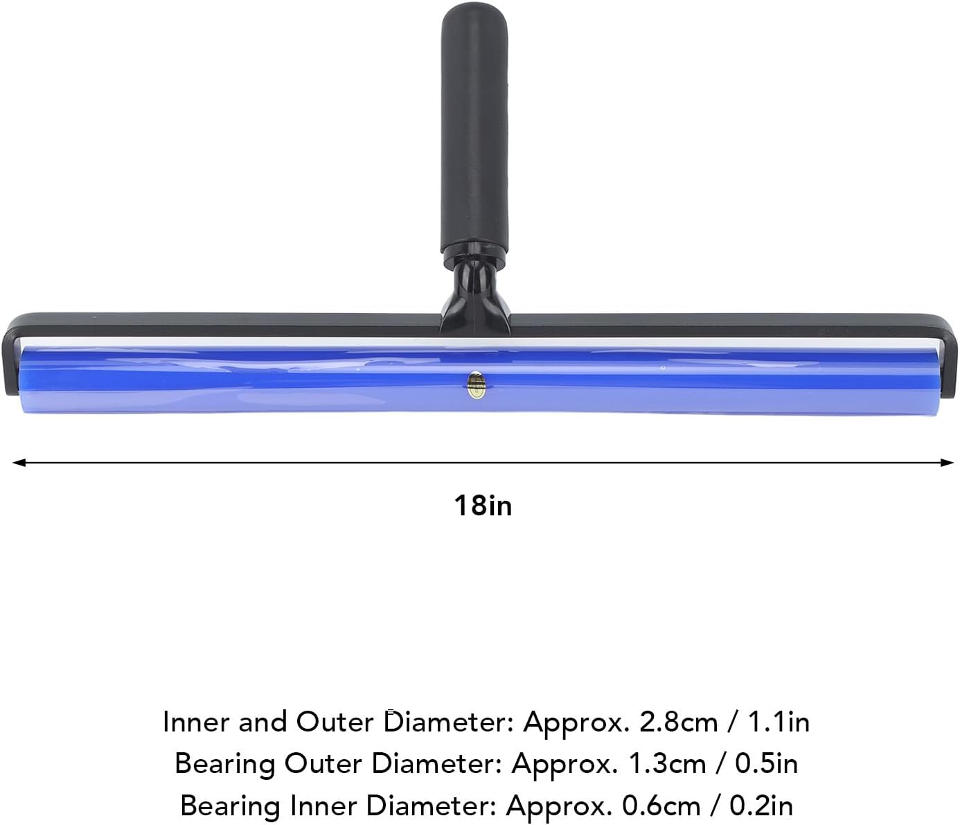 High Adhesion Blue Silicone Dust Roller, Manual Antistatic Cleaner Tool with Black Plastic Handle (18 Inch)